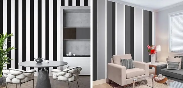 Black And White Masking Tape Wall Paint Design Ideas