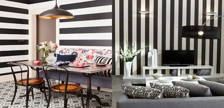 Black And White Masking Tape Wall Paint Design Ideas