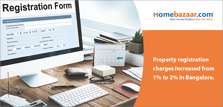 stamp duty charges in Bangalore- Property Registration Charges increased from 1% to 2% in Bangalore