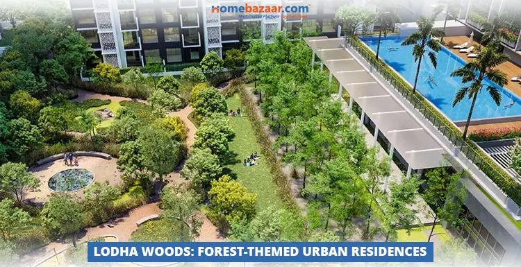 Open green areas in Lodha Woods, one of the top housing projects in Western Mumbai. 