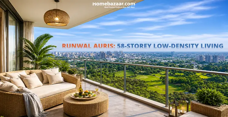 A deck overlooking the amenities offered in Runwal Auris. 