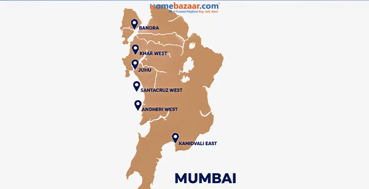 Western Mumbai map highlighting the key markets offering projects with best amenities. 