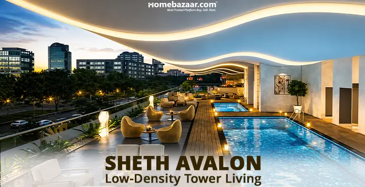 Image of rooftop amenities of Sheth Avalon, one of the best projects with lifestyle amenities in Thane. 