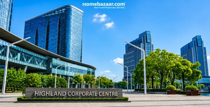 Image of Highland Corporate Centre, a well-known commercial development located at Kapurbawdi Junction.
