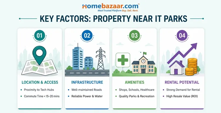 The image lists the reason one should consider before buying a property near IT park in Thane.